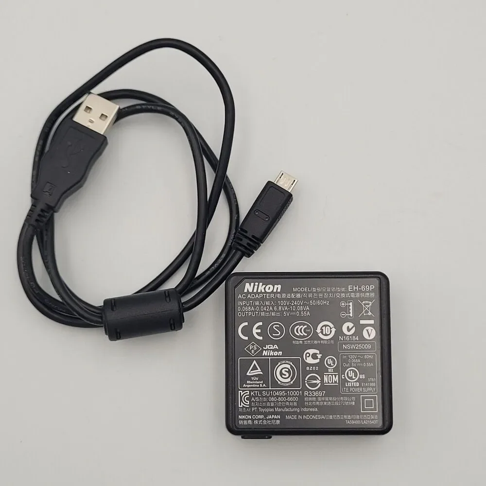 Nikon EH-69P Charging AC Adapter & USB Type A -Micro B Cable Coolpix Cameras OEM
